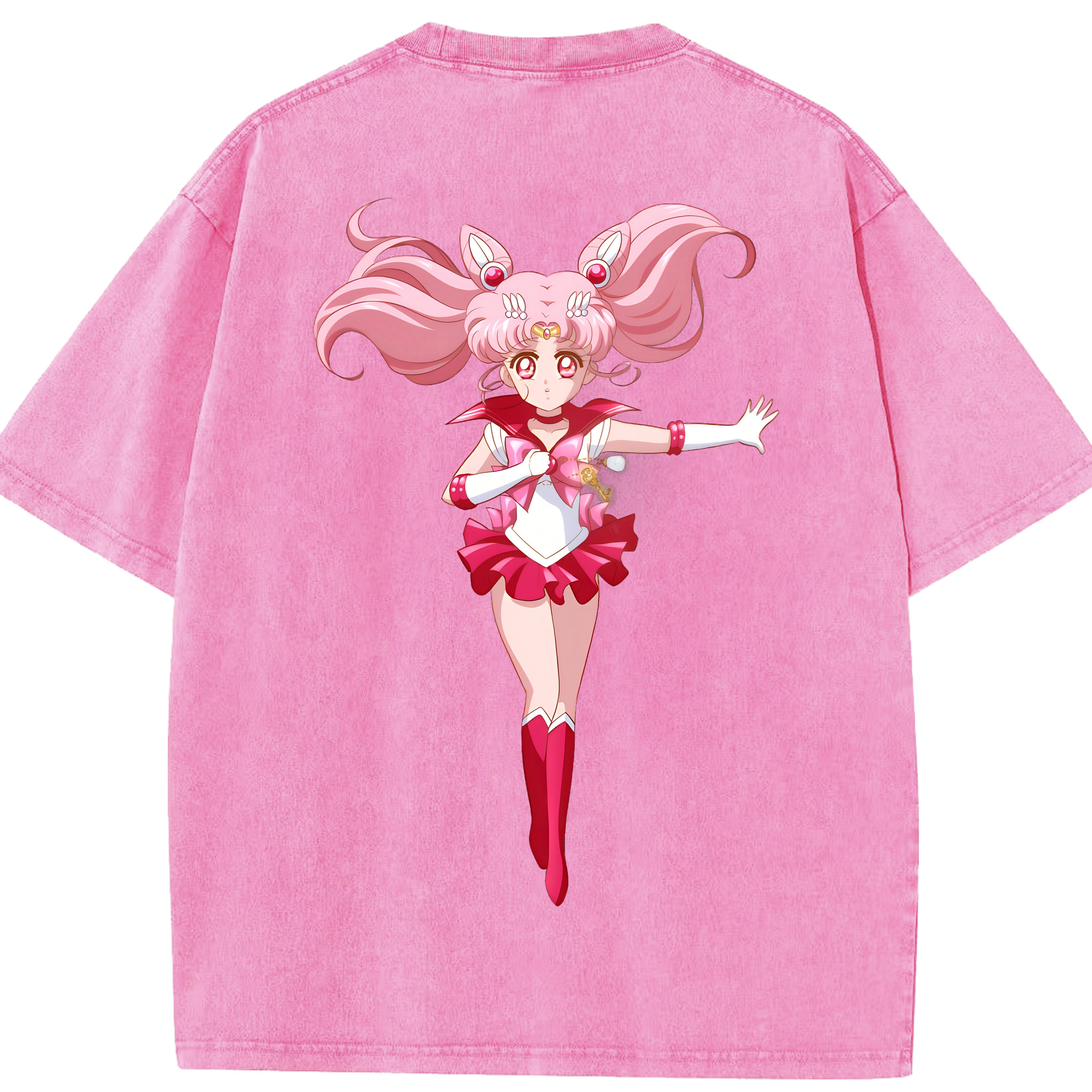 （画像用） 美少女戦士セーラームーン ちびうさ Sailor Moon Chibiusa Tsukino Usagi Small Lady Serenity 綿100% ヴィンテージ風 半袖Tシャツ（背面プリント）